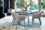 180cm Henley Glass & Aluminium Oval Dining Table with 6 Richmond Dining Armchairs