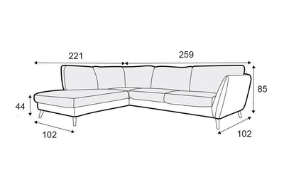 Sandringham Medium Right Hand Chaise Corner Sofa Set 3