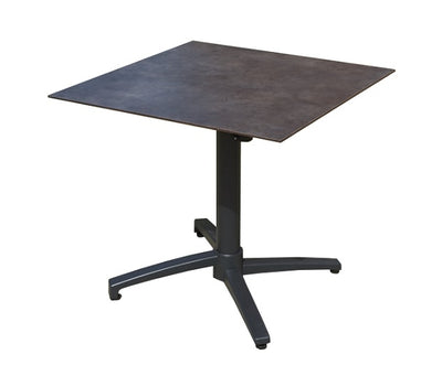 80cm Paris Black/Anthracite Square Folding Table with 2 Volcano/Black Stacking Armchairs