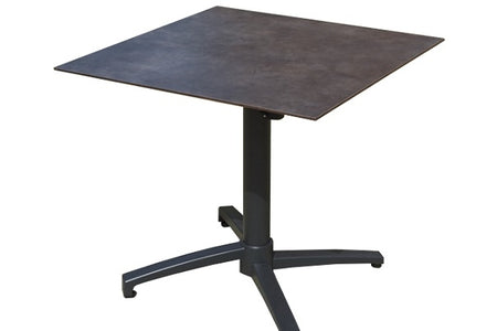80cm Paris Black/Anthracite Square Folding Table with 4 Volcano/Black Stacking Armchairs