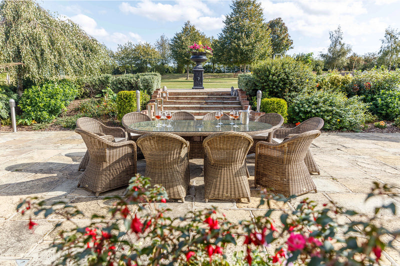 230cm Mayfair Oval Dining Table with 10 Dining Armchairs