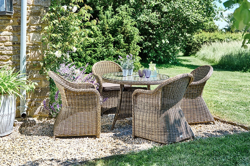 100cm Mayfair Round Dining Table with 4 Dining Armchairs