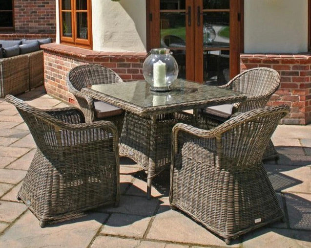 100cm Mayfair Square Dining Table with 4 Dining Armchairs