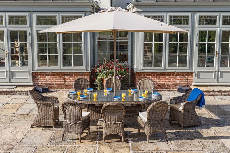 230cm Mayfair Oval Dining Table with 2 Dining Armchairs & 6 Dining Chairs