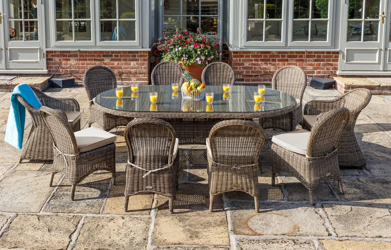 230cm Mayfair Oval Dining Table with 2 Dining Armchairs & 8 Dining Chairs