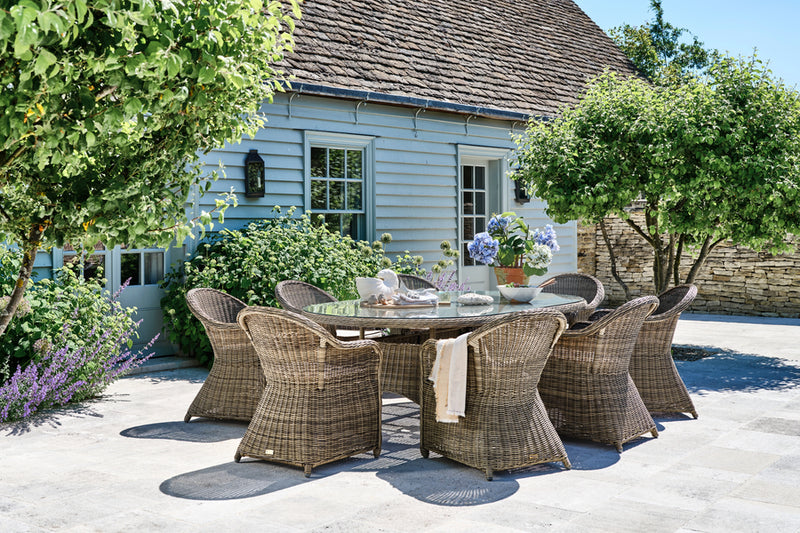 230cm Mayfair Oval Dining Table with 8 Dining Armchairs