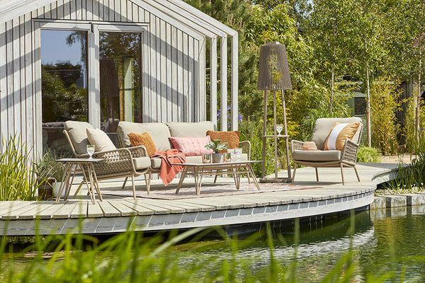 Cannes 2 Seater Sofa with 2 Lounge Armchairs, Coffee Table & Side Table