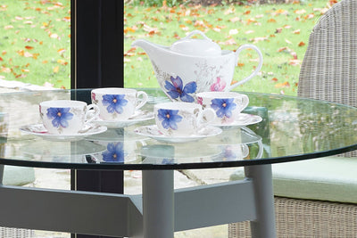 CLEARANCE | 100cm Henley Glass & Aluminium Round Dining Table