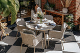 120cm Marseille Round Dining Table with 4 Dining Armchairs