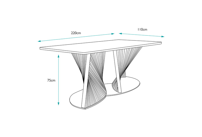 220cm Portofino Dining Table with 6 Burano Dining Chairs