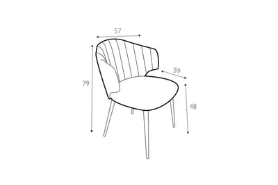 Villa Dining Chair with Metal Legs