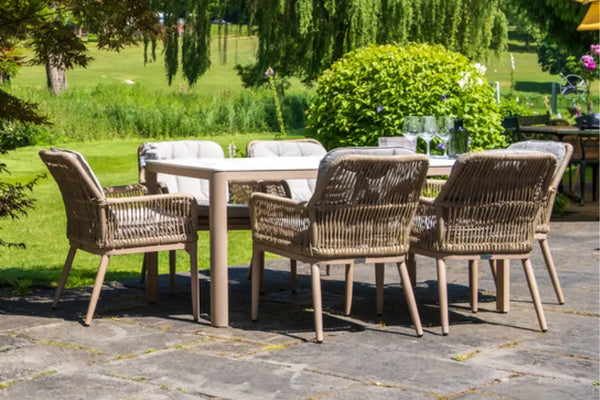 160cm Corsica Rectangular Dining Table with 6 Dining Armchairs