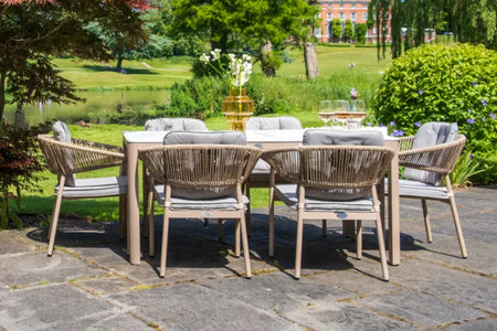 160cm Corsica Rectangular Dining Table with 6 Stacking Dining Armchairs