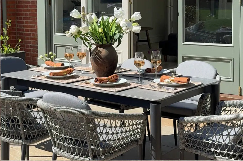 160cm Monaco Rectangular Dining Table with 6 Dining Armchairs