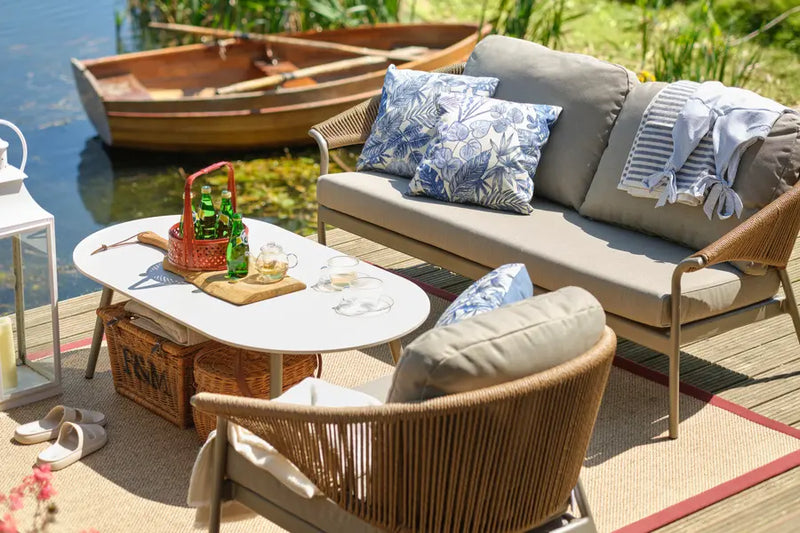 Antibes 2 Seater Sofa, Two Lounge Armchairs & 130cm Coffee Table