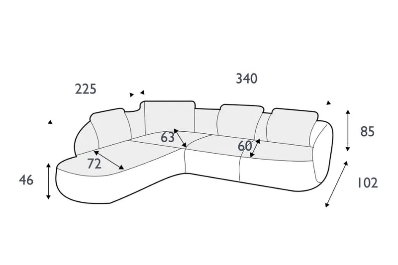 Aurelo Curve Medium Right Hand Corner Sofa with Round Chaise