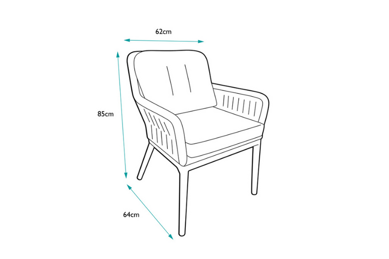 90cm Corsica Square Dining Table with 4 Dining Armchairs