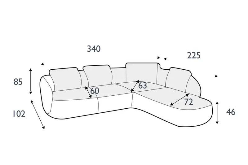 Aurelo Curve Medium Left Hand Corner Sofa with Round Chaise