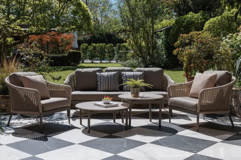 Bordeaux 3 Seater Sofa, Two Lounge Armchairs, 80cm Round Coffee Table & 66cm Round Coffee Table