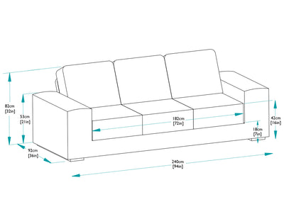 Kensington 3 Seater Sofa with Rectangular Coffee Table