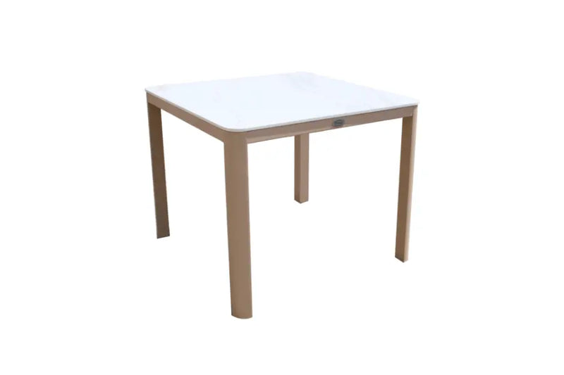 90cm Corsica Square Dining Table with 4 Stacking Dining Armchairs