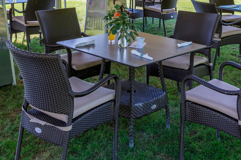 90cm Windsor Bronze Square Dining Table with 4 Stacking Armchairs