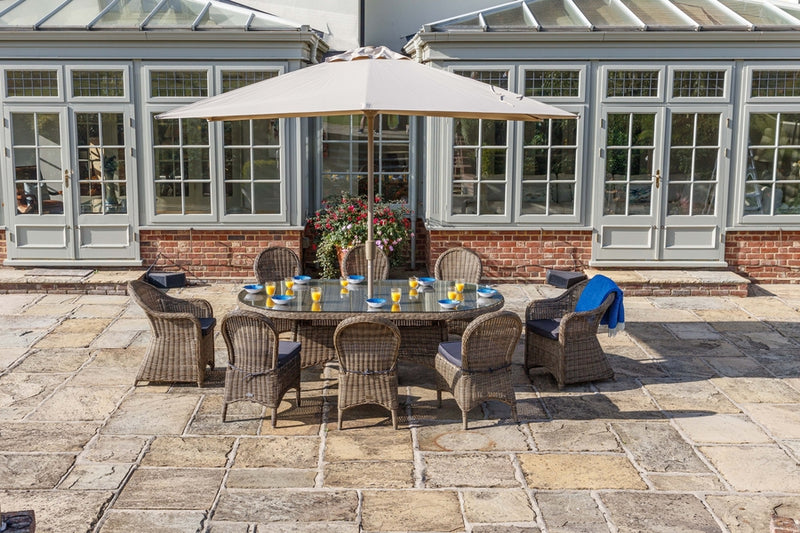 230cm Mayfair Oval Dining Table with 2 Dining Armchairs & 6 Dining Chairs