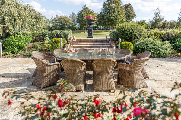 230cm Mayfair Oval Dining Table with 10 Dining Armchairs