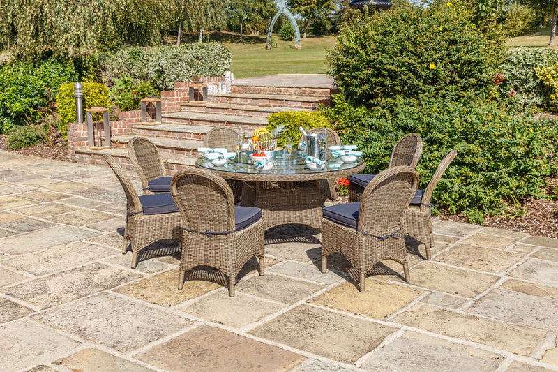 150cm Mayfair Round Dining Table with 8 Dining Chairs
