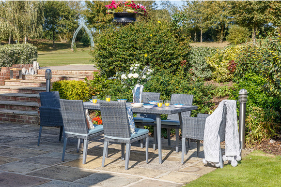 180cm Hampstead Grey Rectangular Dining Table with 2 Dining Armchairs & 4 Dining Chairs