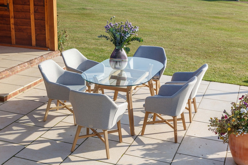 180cm Henley Glass & Teak Oval Dining Table