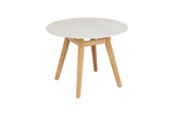 100cm Henley Porcelain Marble & Teak Round Dining Table with 4 Richmond Dining Armchairs