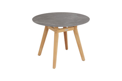 100cm Henley Porcelain Slate & Teak Round Dining Table with 4 Richmond Dining Armchairs