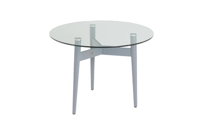 100cm Henley Glass & Aluminium Round Dining Table with 4 Cliveden Dining Armchairs