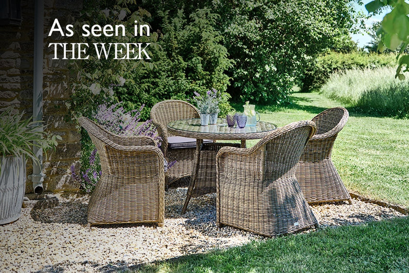 100cm Mayfair Round Dining Table with 4 Dining Armchairs