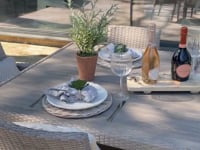 240cm Hampstead Stone Rectangular Dining Table with 2 Dining Armchairs & 6 Dining Chairs