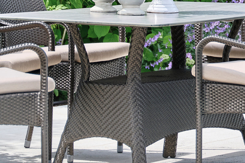 160cm Windsor Bronze Rectangular Dining Table with 6 Stacking Armchairs