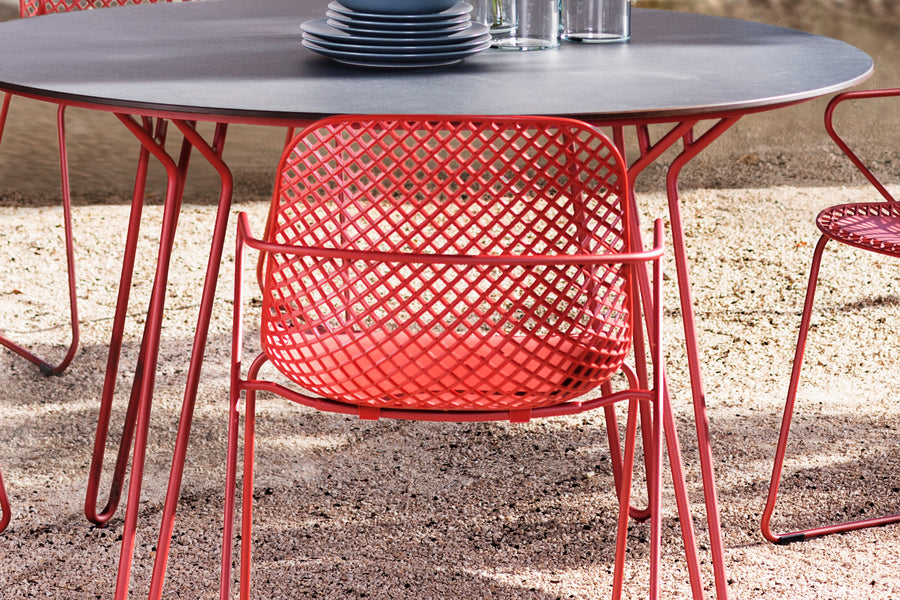 130cm Remy Round Dining Table - Red/Black | Bridgman