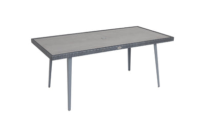 180cm Hampstead Grey Rectangular Dining Table with 6 Stacking Armchairs