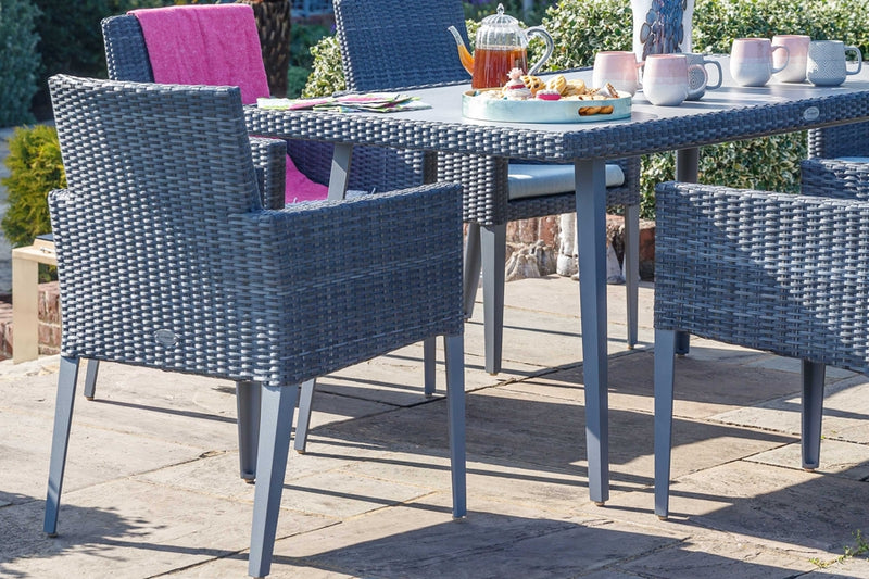 240cm Hampstead Grey Rectangular Dining Table with 8 Dining Armchairs
