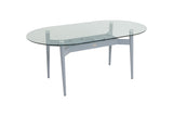 180cm Henley Glass & Aluminium Oval Dining Table with 6 Cliveden Dining Armchairs