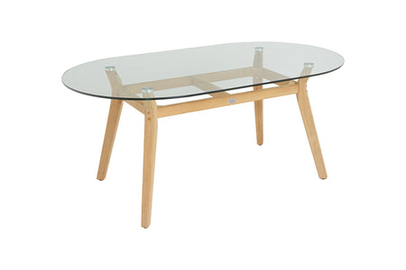 180cm Henley Glass & Teak Oval Dining Table