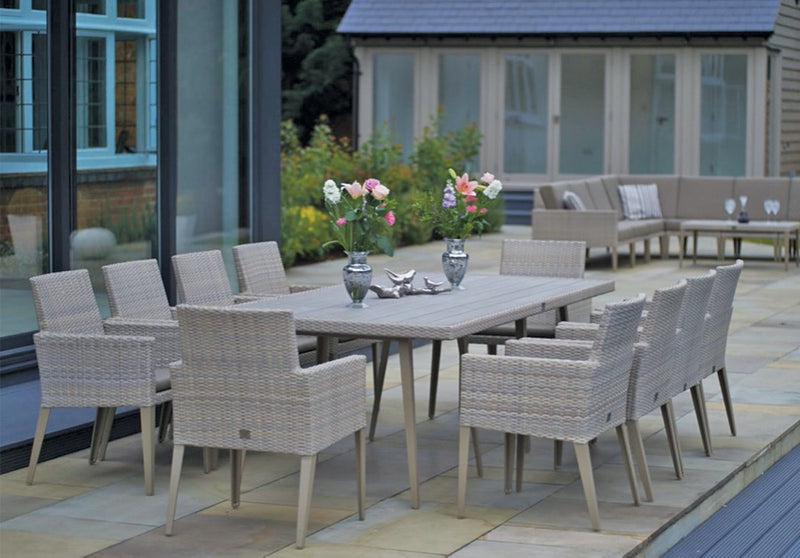 240cm Hampstead Stone Rectangular Dining Table with 10 Dining Armchairs