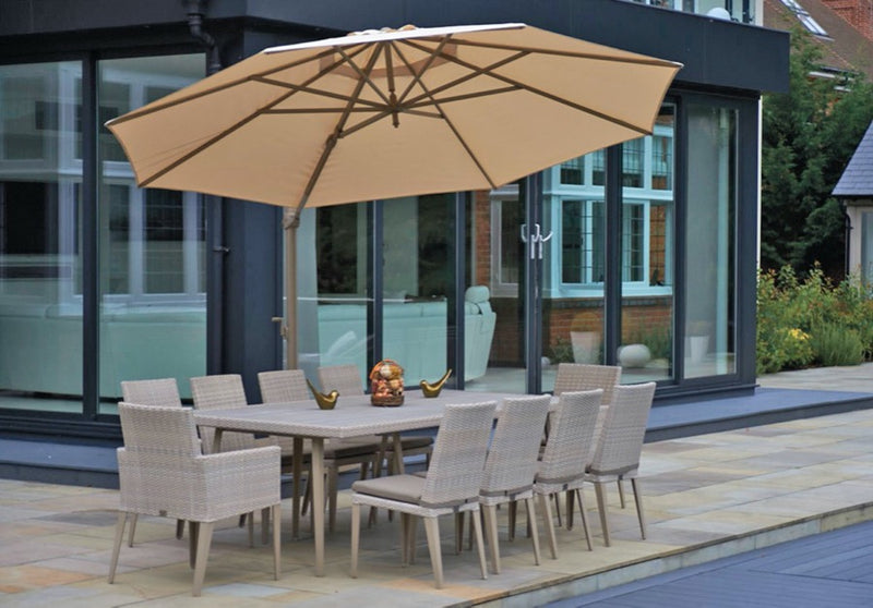 240cm Hampstead Stone Rectangular Dining Table with 2 Dining Armchairs & 8 Dining Chairs