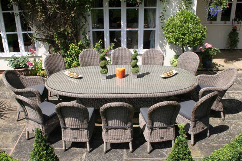 270cm Kensington Oval Dining Table with 2 Dining Armchairs & 10 Dining Chairs