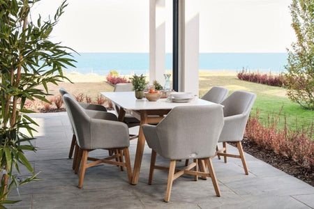 Bespoke Henley Porcelain Marble & Teak Dining Table