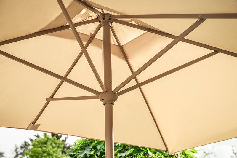 3.2m x 2.1m Deluxe Rectangular Aluminium Almond Parasol with 65kg Granite Base