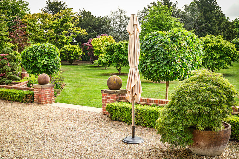 3.2m x 2.1m Deluxe Rectangular Aluminium Almond Parasol with 25kg Concrete Base