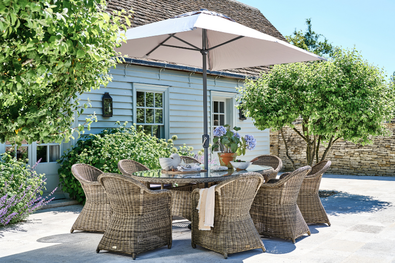 3.2m x 2.1m Deluxe Rectangular Aluminium Grey Parasol with 25kg Concrete Base
