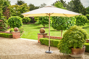 3.2m x 2.1m Deluxe Rectangular Aluminium Almond Parasol with 25kg Concrete Base